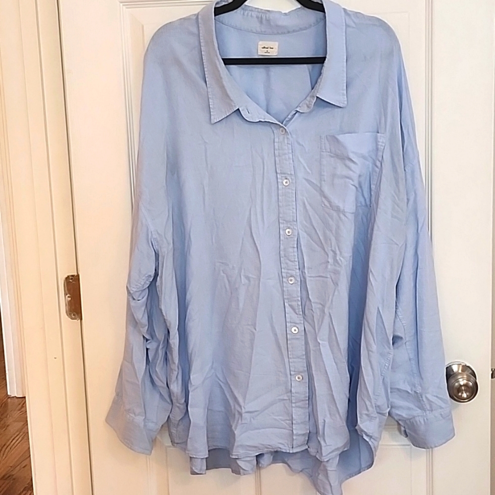 Aritzia Wilfred Free 2XL Blue Button Down Blouse
